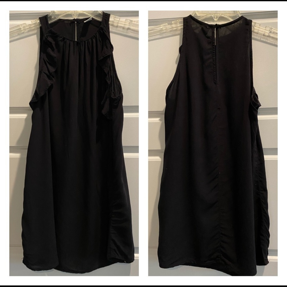 Black Ruffled Tank Top